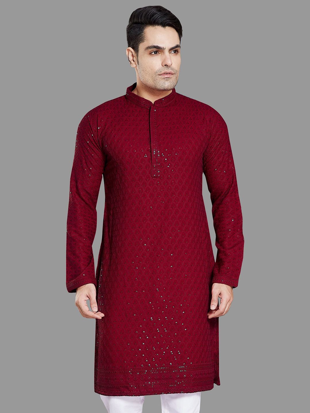 PulseIQ Men Embroidered Chikankari Kurta-picture-32