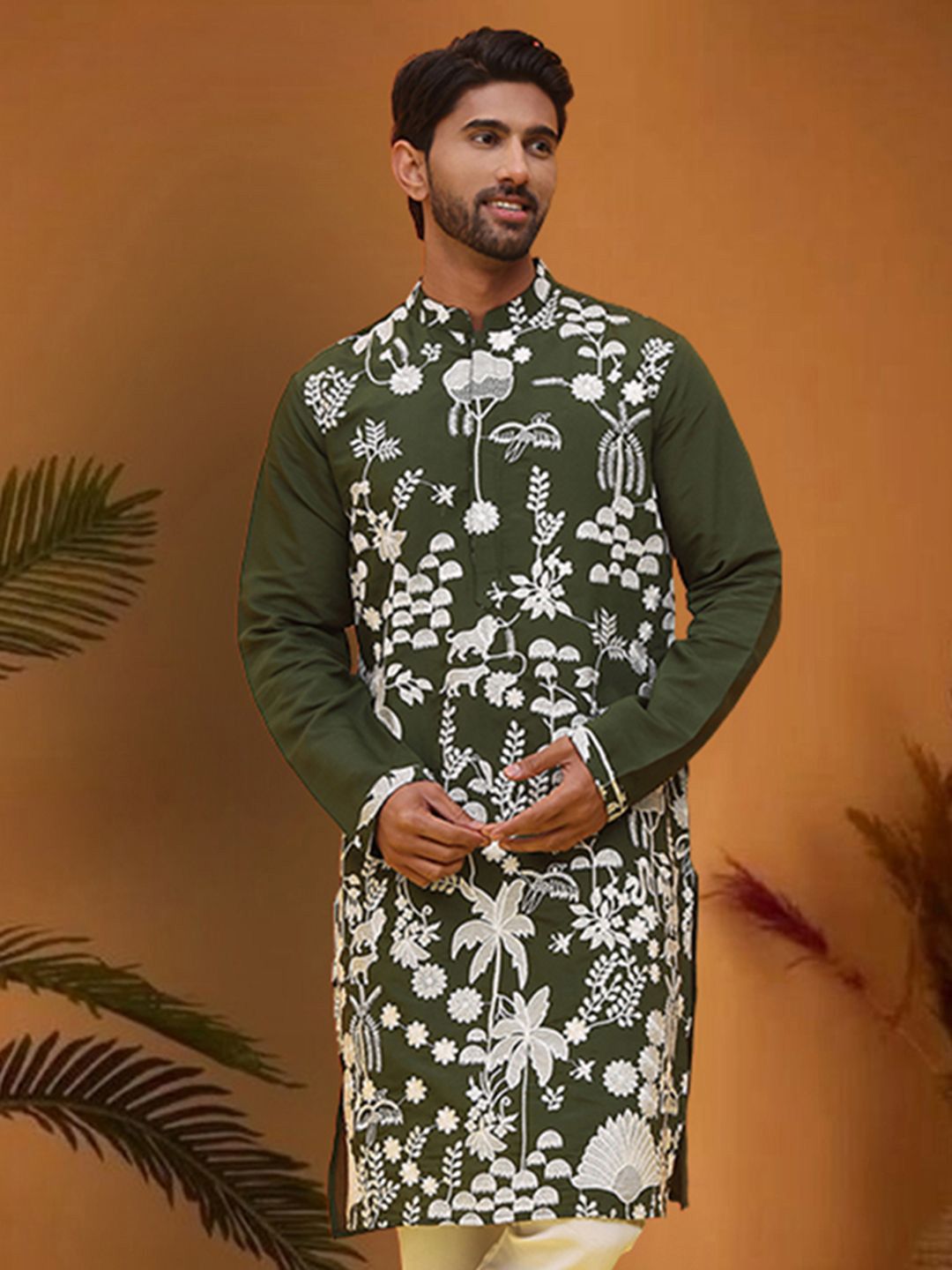Jompers Men Floral Embroidered Chikankari Floral Kurta-picture-48