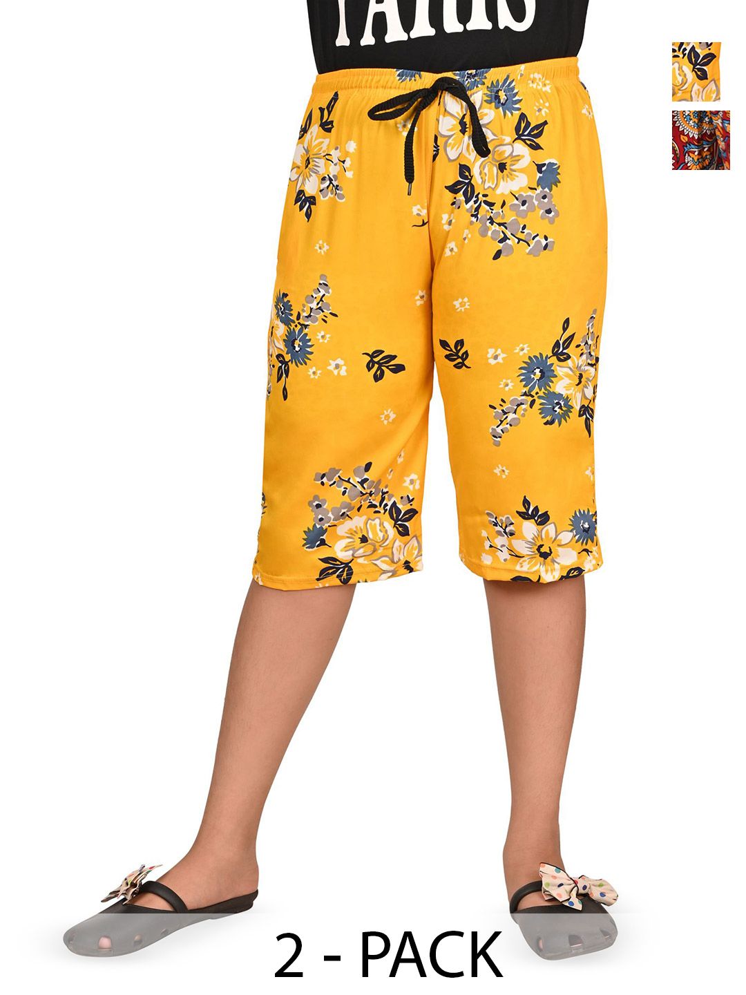 BAESD Girls Pack Of 2 Floral Printed Capris-picture-33