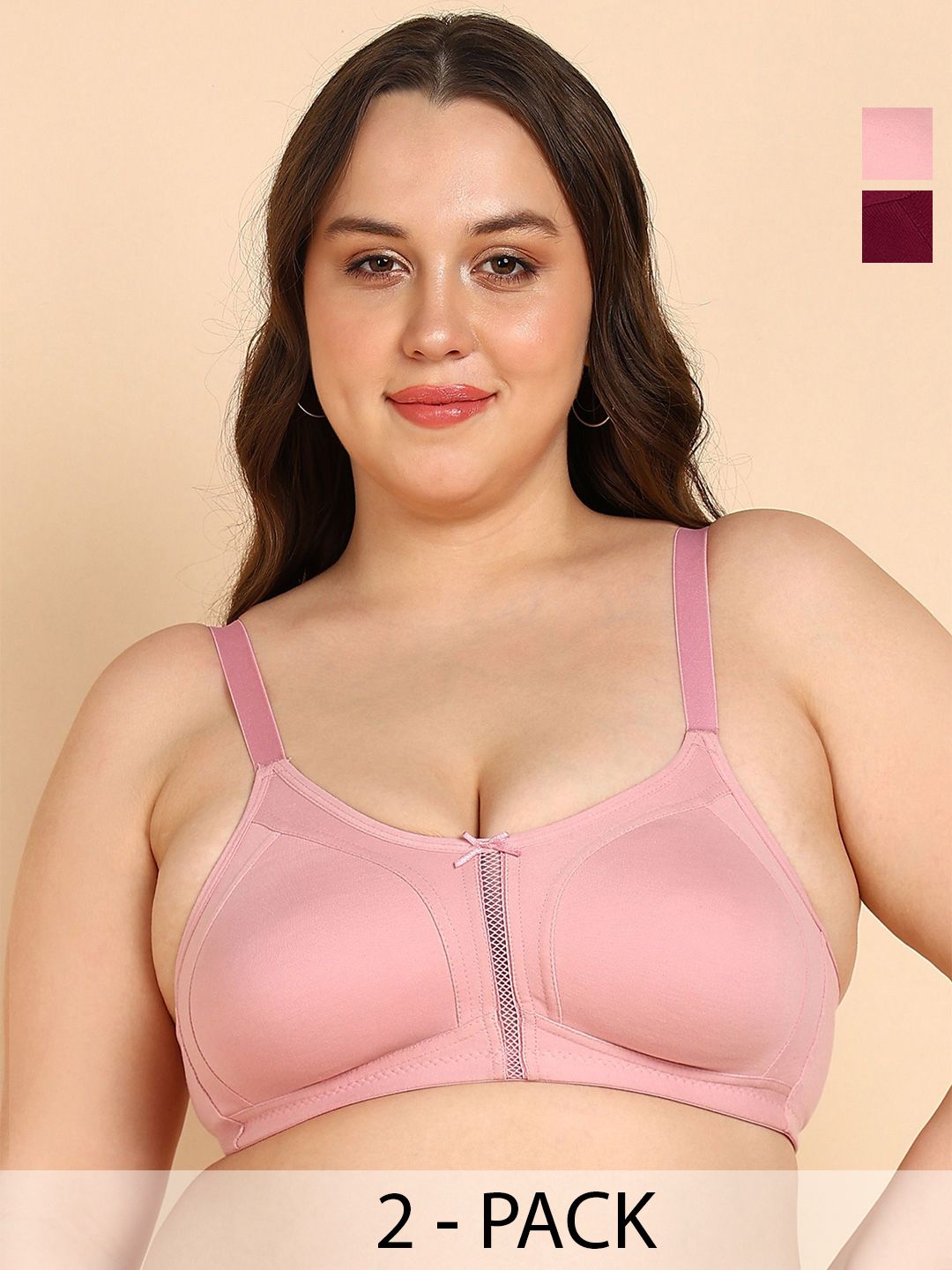 Dressberry Pack of 2 Plus-Size High Coverage M-Frame Minimiser Bra