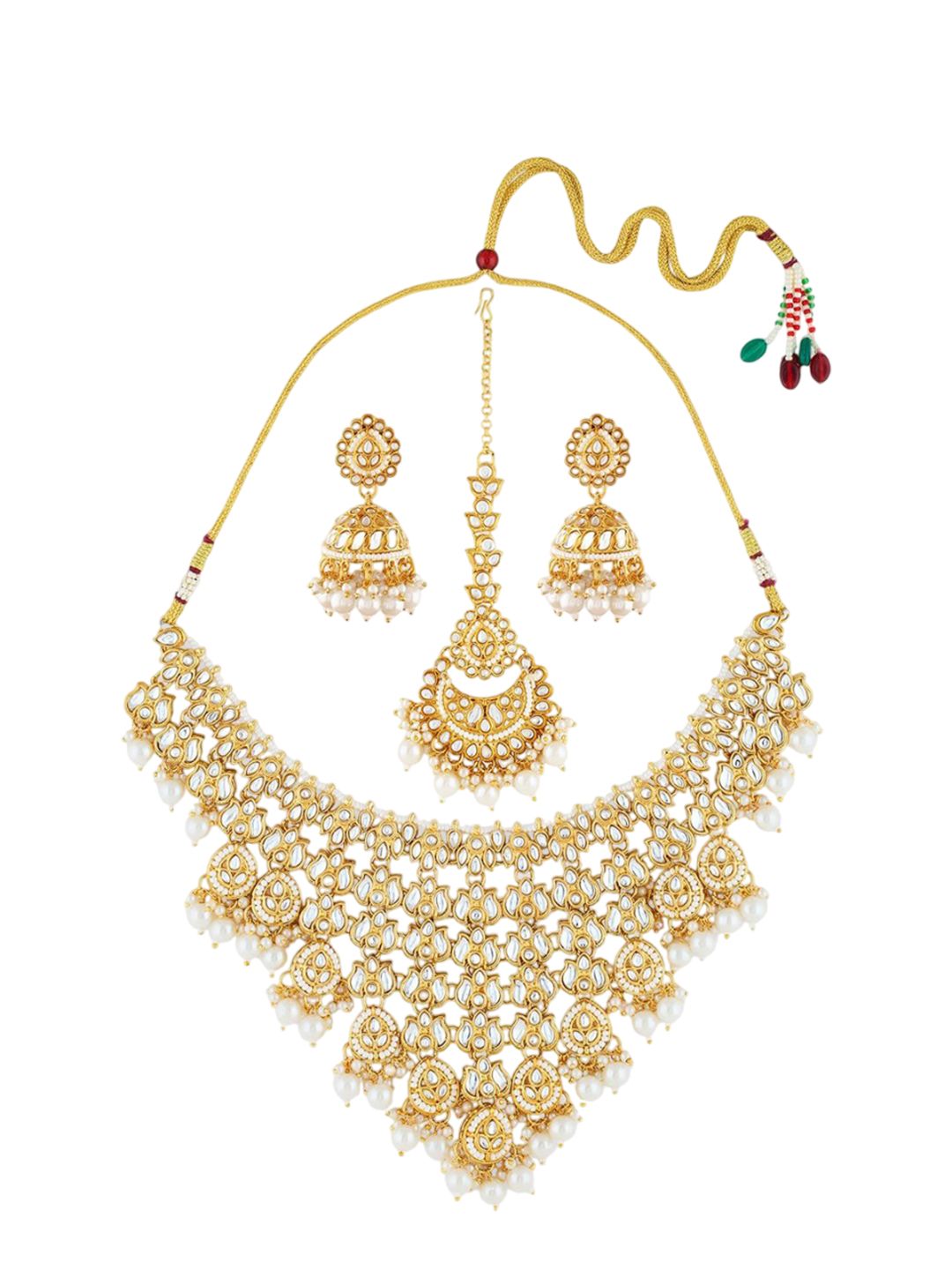 Zaveri Pearls Kundan-Studded & Beaded Jewellery Set-picture-14