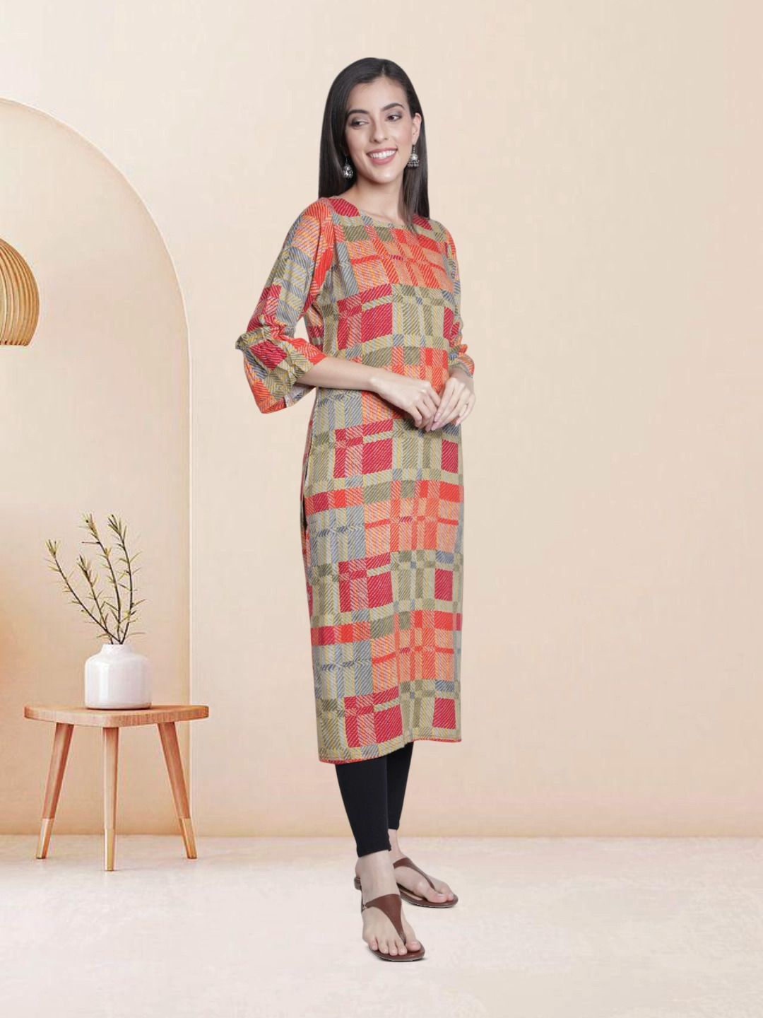 Buy Fabclub Women Abstract Printed Daily Straight Kurta - Kurtas for ...