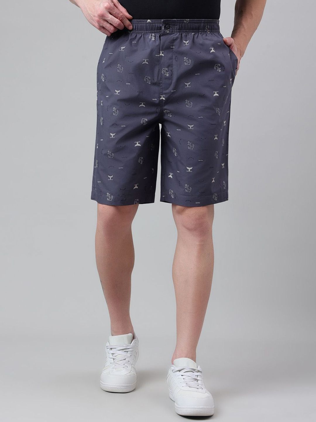 Van Heusen Innerwear Men Printed Mid-Rise Loose Fit Cotton Shorts