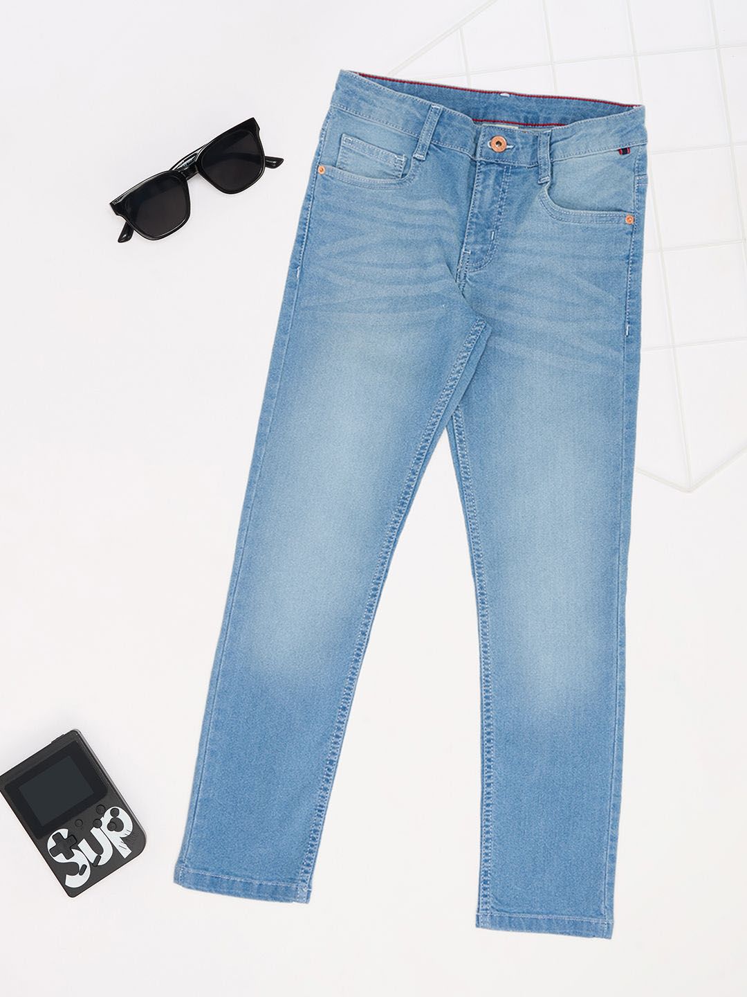 Pantaloons Junior Boys Slim Fit Mid-Rise Low Distress Light Fade Jeans-picture-10