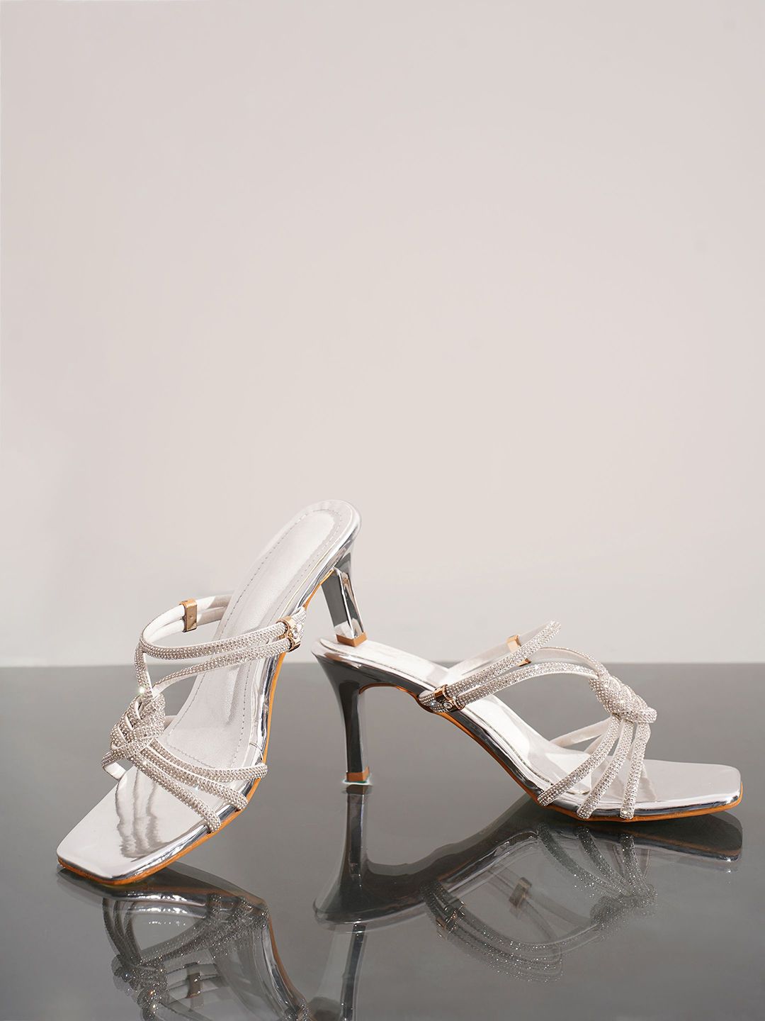 Froh Feet Women Trappy Mid Stiletto Embellished Party Kitten Sandals-picture-35