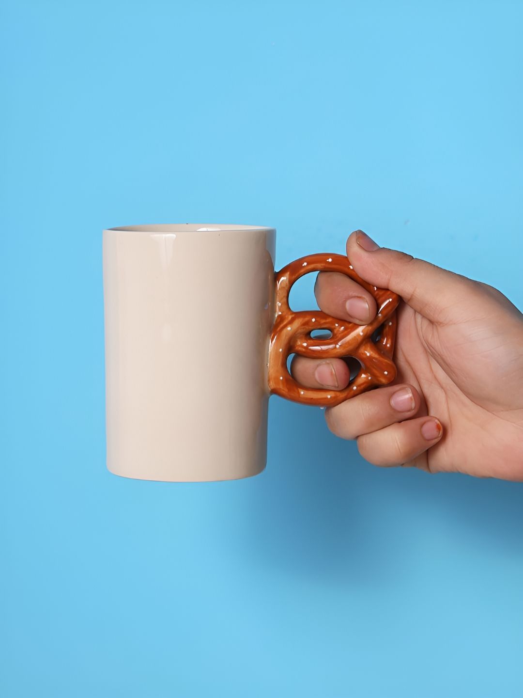 THE WHITE SPACE LIVING Brown & Off White Printed Ceramic Glossy Mugs-image-19