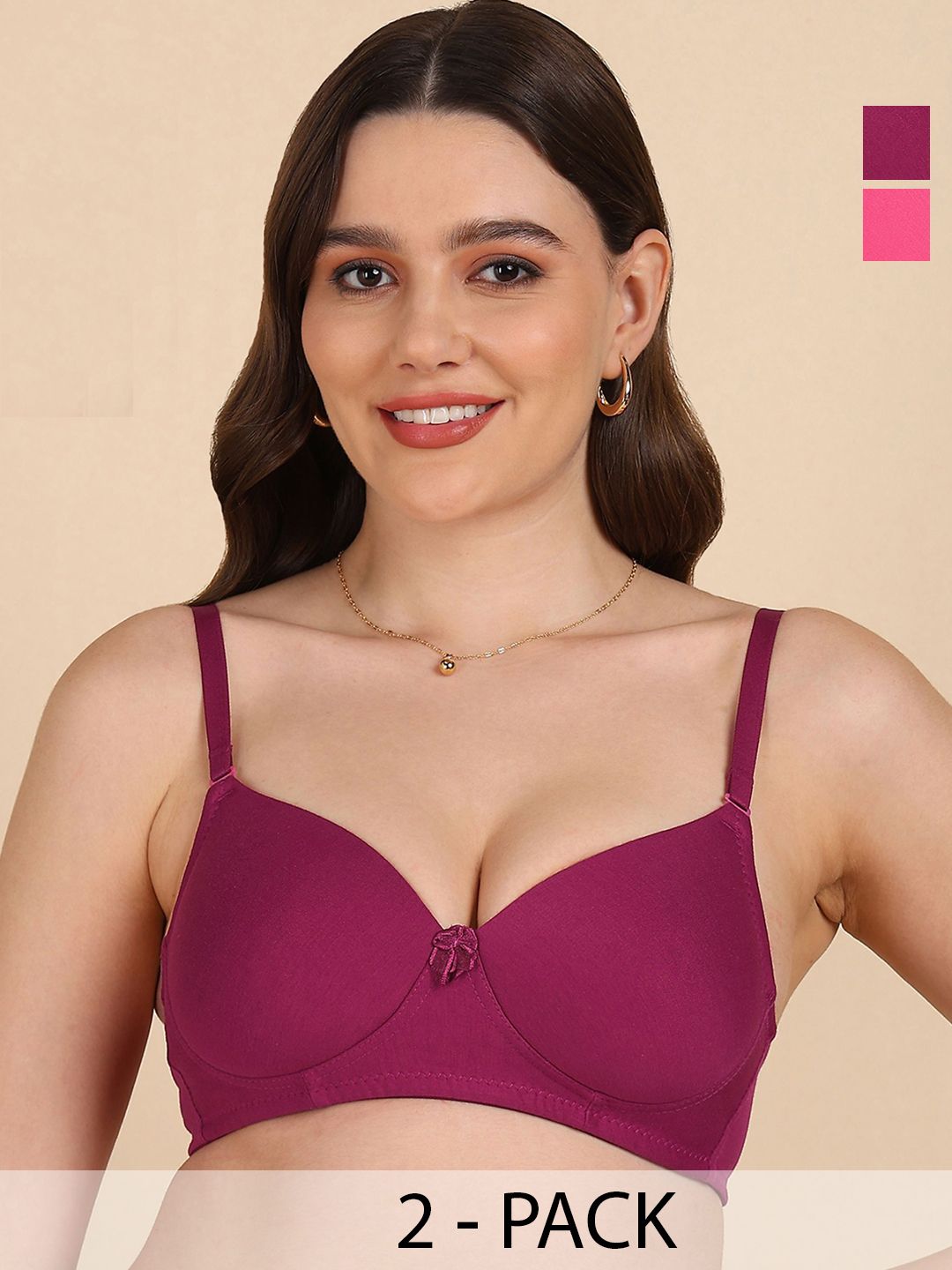 DressBerry Women Cotton Pack of 2 Full Coverage Lightly Padded Bra