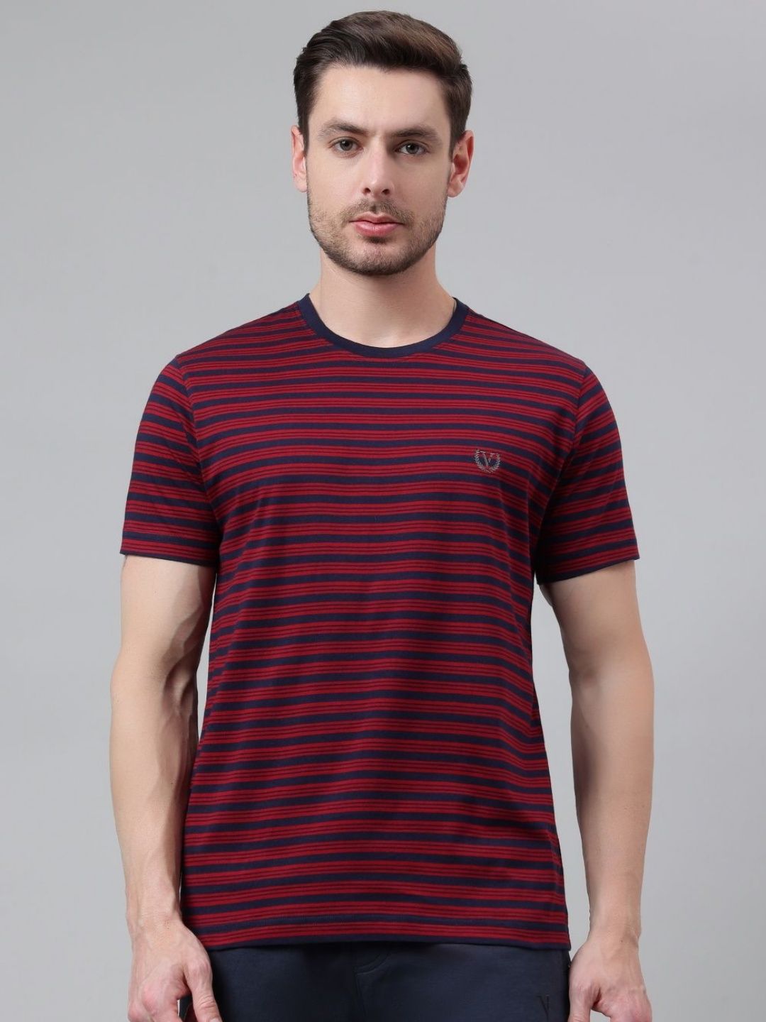 Van Heusen Innerwear Striped Crew Neck Pure Cotton Regular Fit T-shirt-picture-12