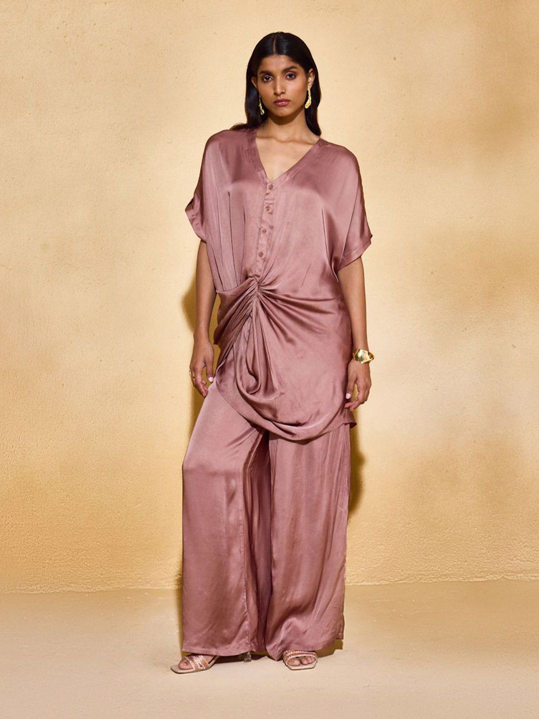 ECHO STUDIO Women V-Neck Satin Kaftan Top-picture-52