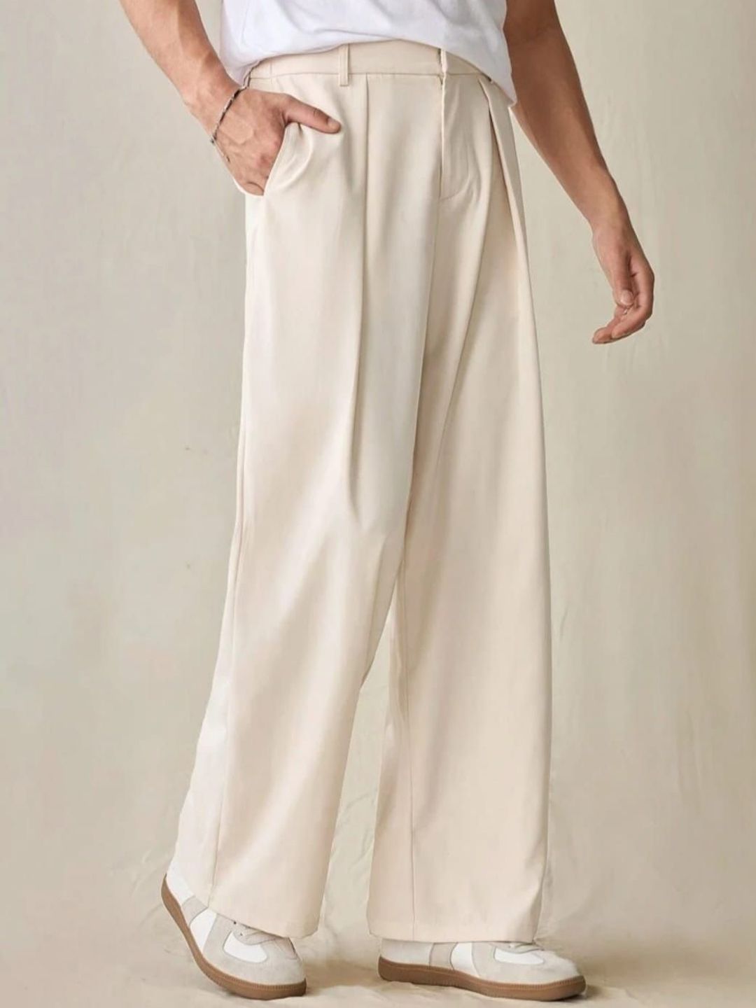 Next One Men Smart Loose Fit Easy Wash Pleated Parallel Trousers-picture-20