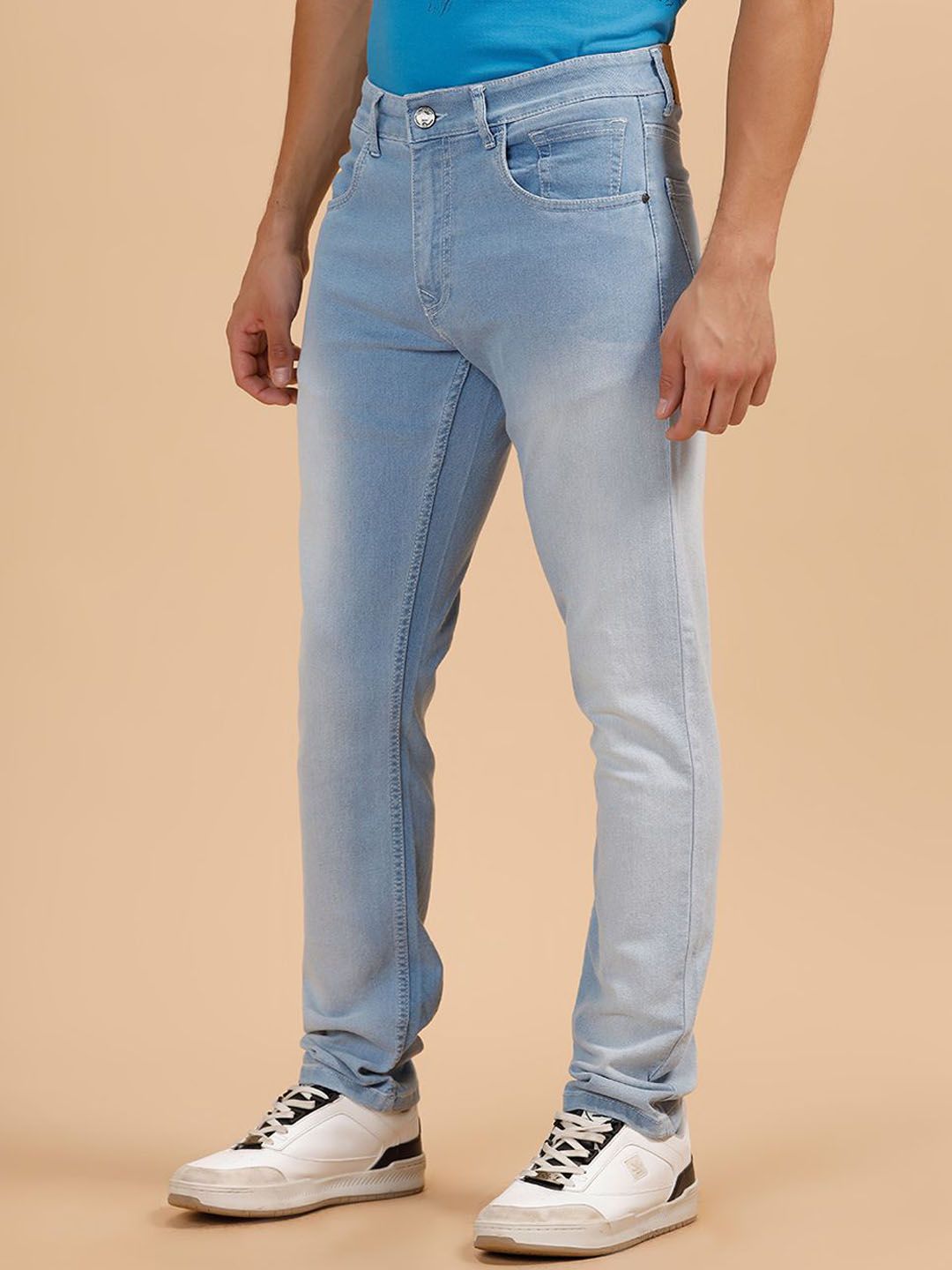 WROGN Men Comfort Slim Fit Mid-Rise Low Distress Light Fade Jeans-picture-25