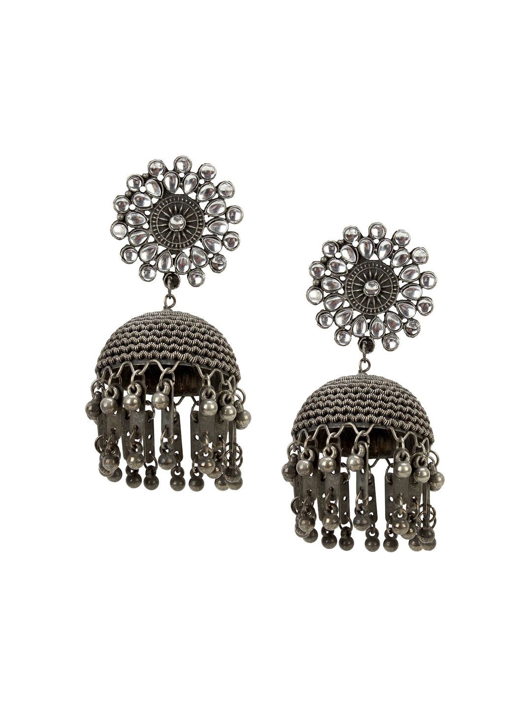 Sangria Artificial Stones Studded Dome Shaped Jhumkas-picture-20