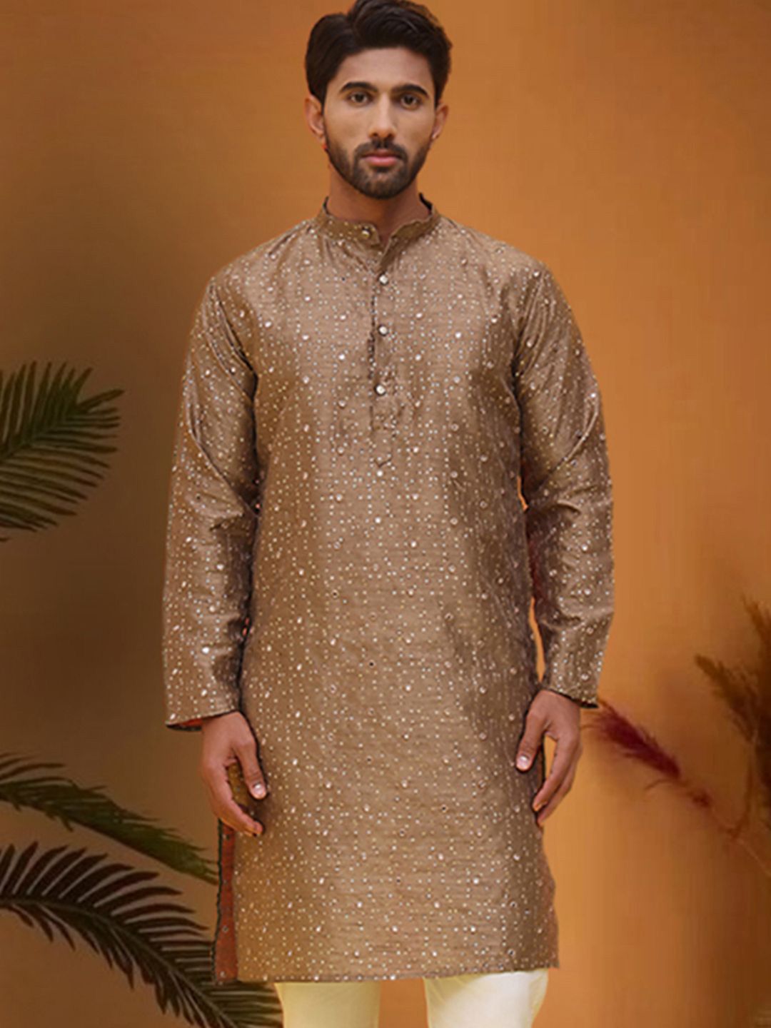 Jompers Men Geometric Embroidered Mirror Work Kurta-picture-26