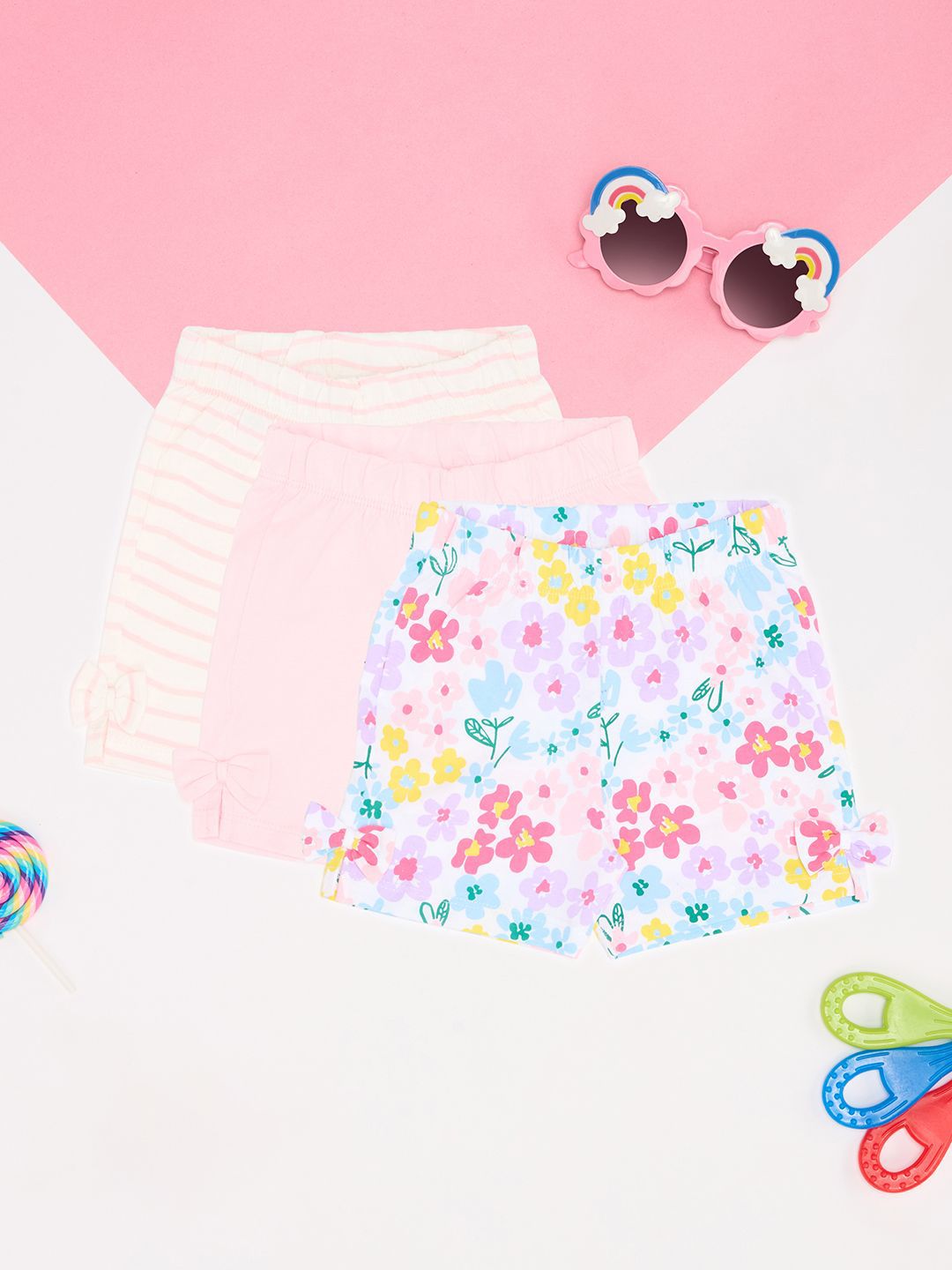 Pantaloons Baby Girls Pack Of 3 Cotton Printed Regular Fit Shorts-picture-26