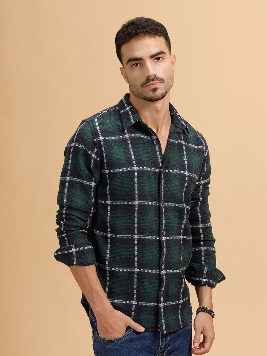 WROGN Men Comfort Tartan Checks Checked Casual Shirt-picture-17