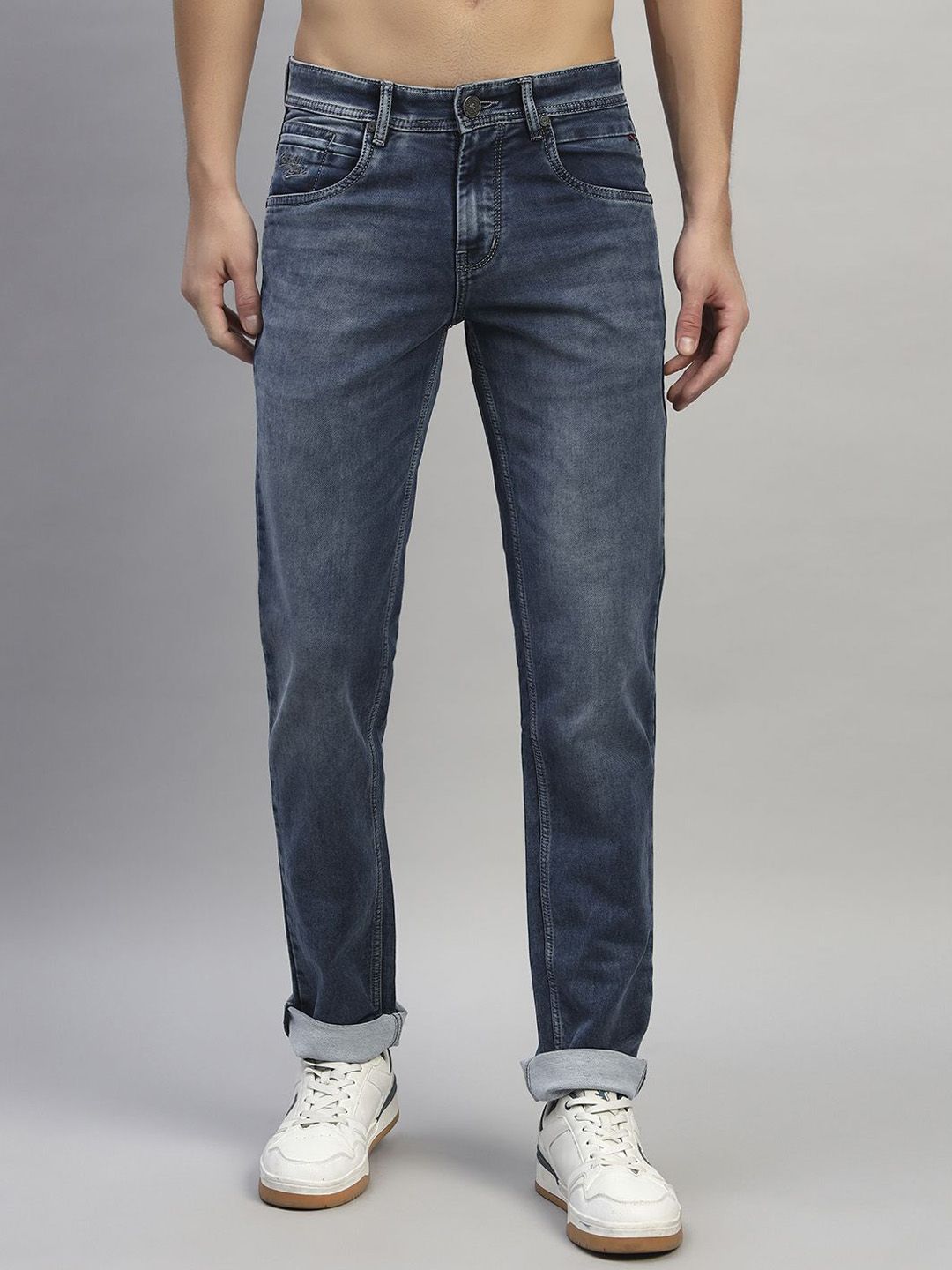 Cantabil Men Original Straight Fit Mid-Rise Heavy Fade Stretchable Jeans-picture-34