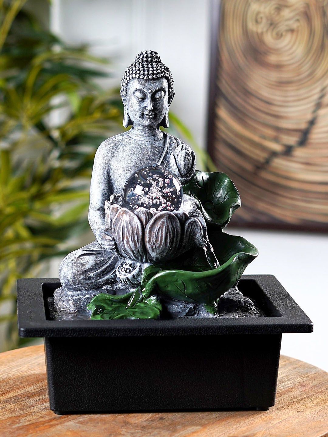 THE ARTMENT Grey & Black Textured Buddha's Lotus Fountain