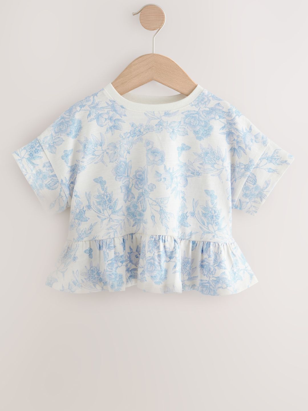 NEXT Infant Girls Floral Print Extended Sleeves Ruffled Pure Cotton Peplum Top-picture-57