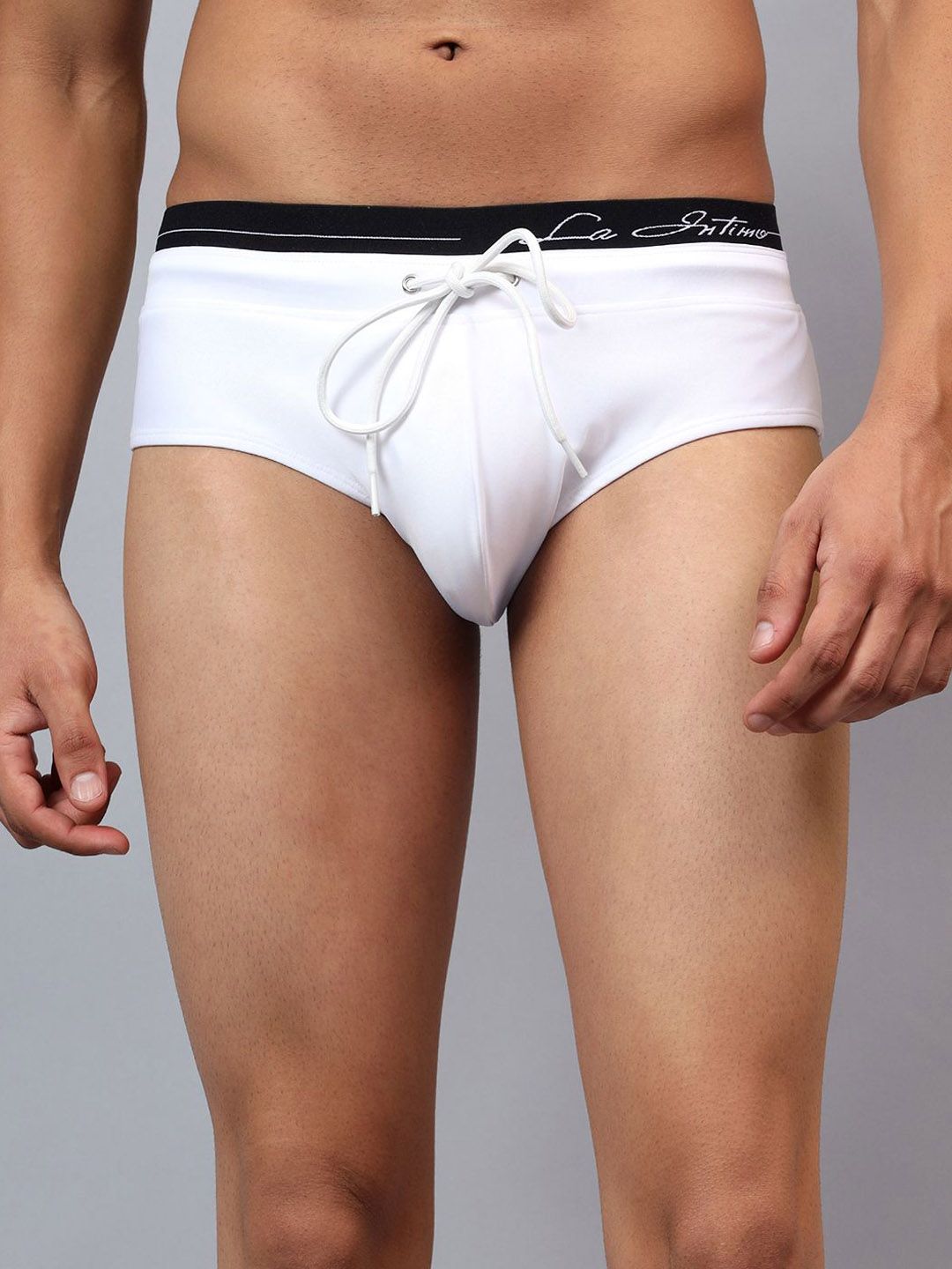 La Intimo Men Solid Mid-Rise Swim Briefs