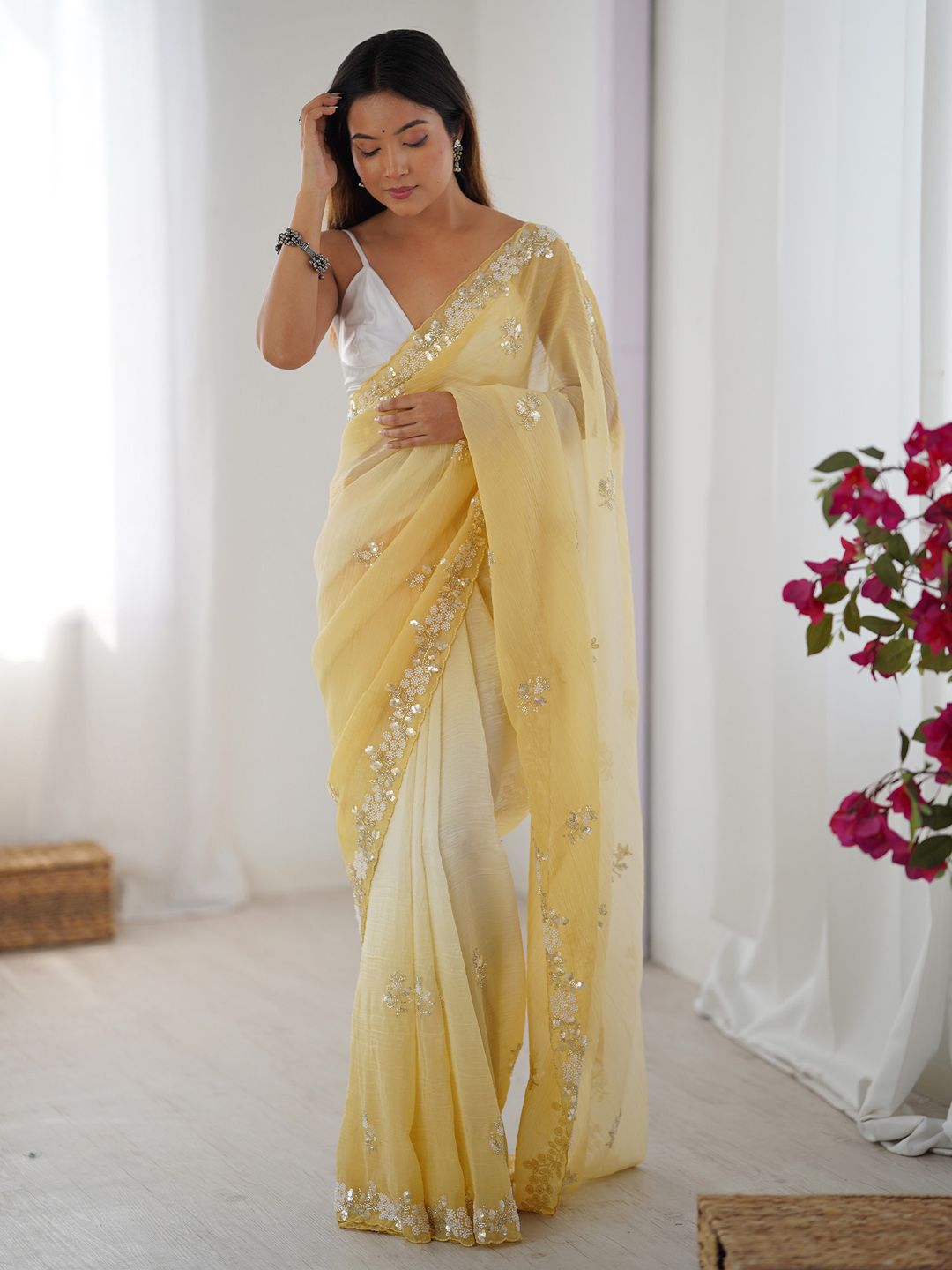 Anouk Embellished Beads and Stones Pure Chiffon Saree-picture-35