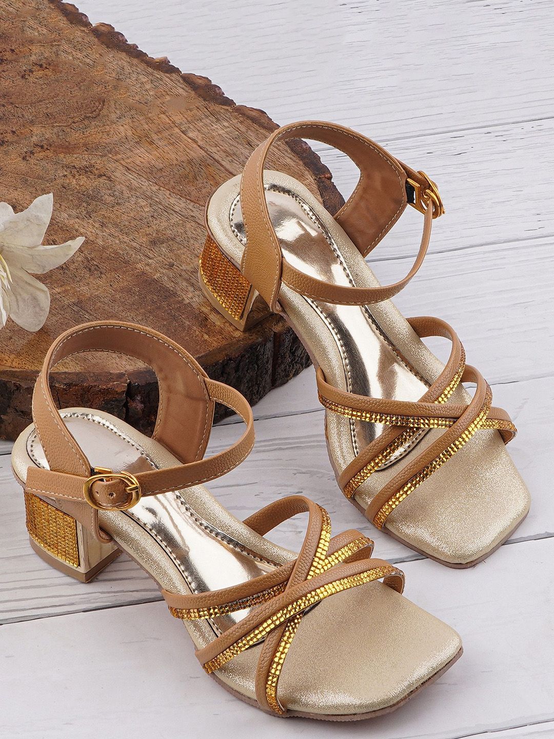 LMG Lifestyle Girls Embellished Block Mules