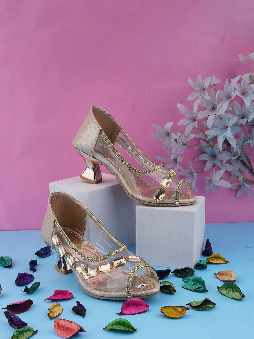 BAESD Girls Embellished Kitten Mules