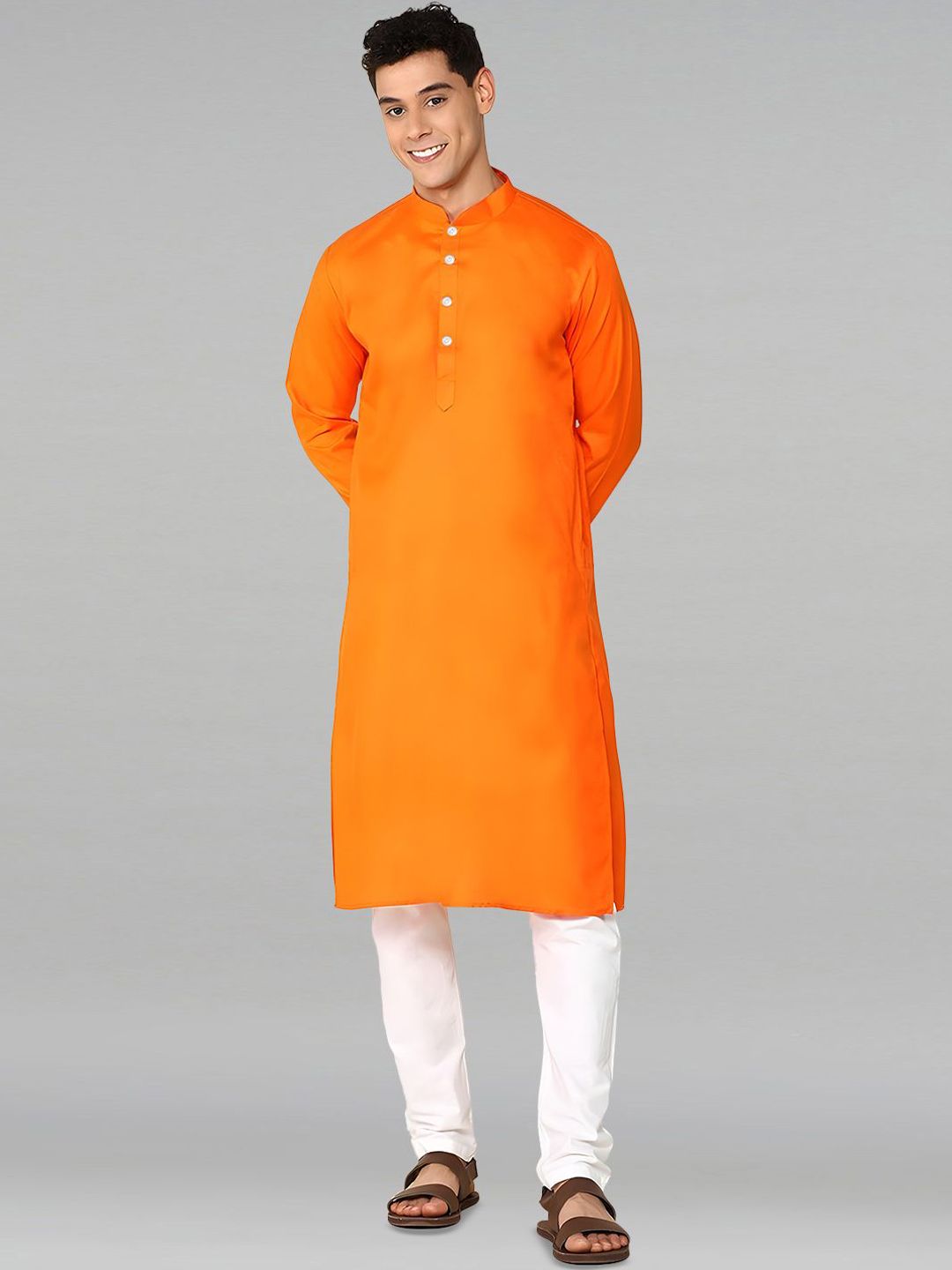 HERE&NOW Men Regular Pure Cotton Kurta with Trousers-picture-36