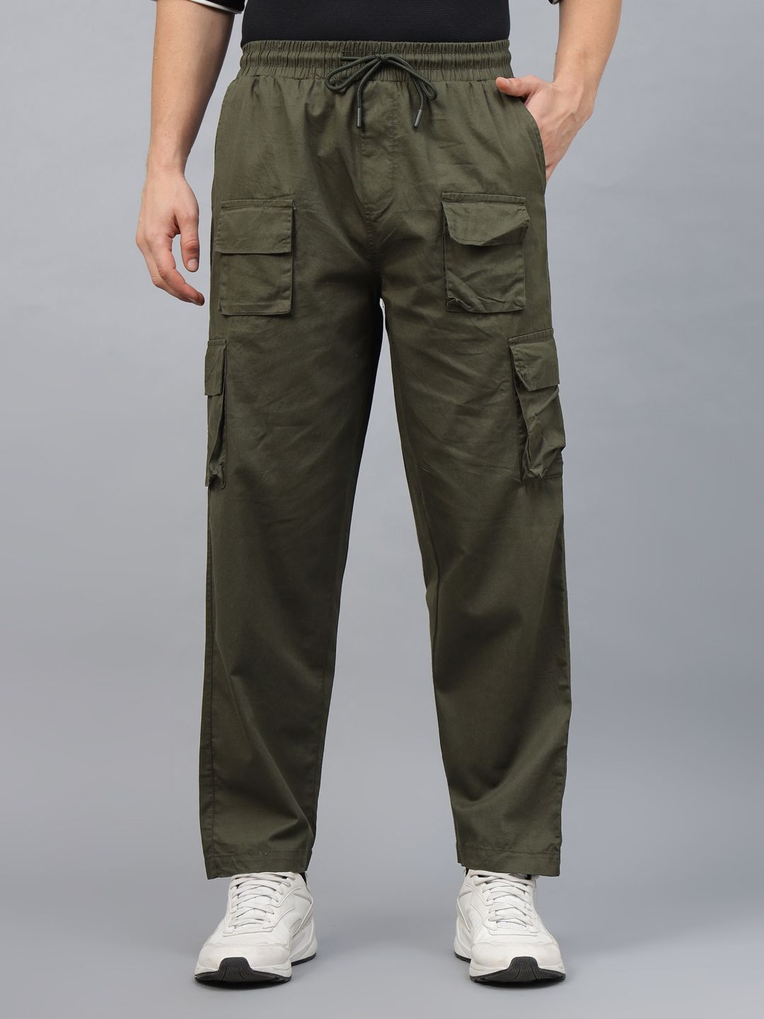 VEIRDO Men Relaxed Straight Leg Straight Fit Cargos Trousers-picture-15