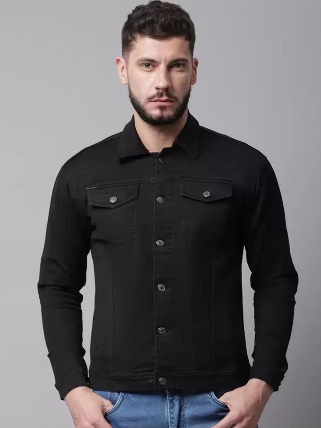 SZN Spread Collar Long Sleeves Denim Jacket-picture-40