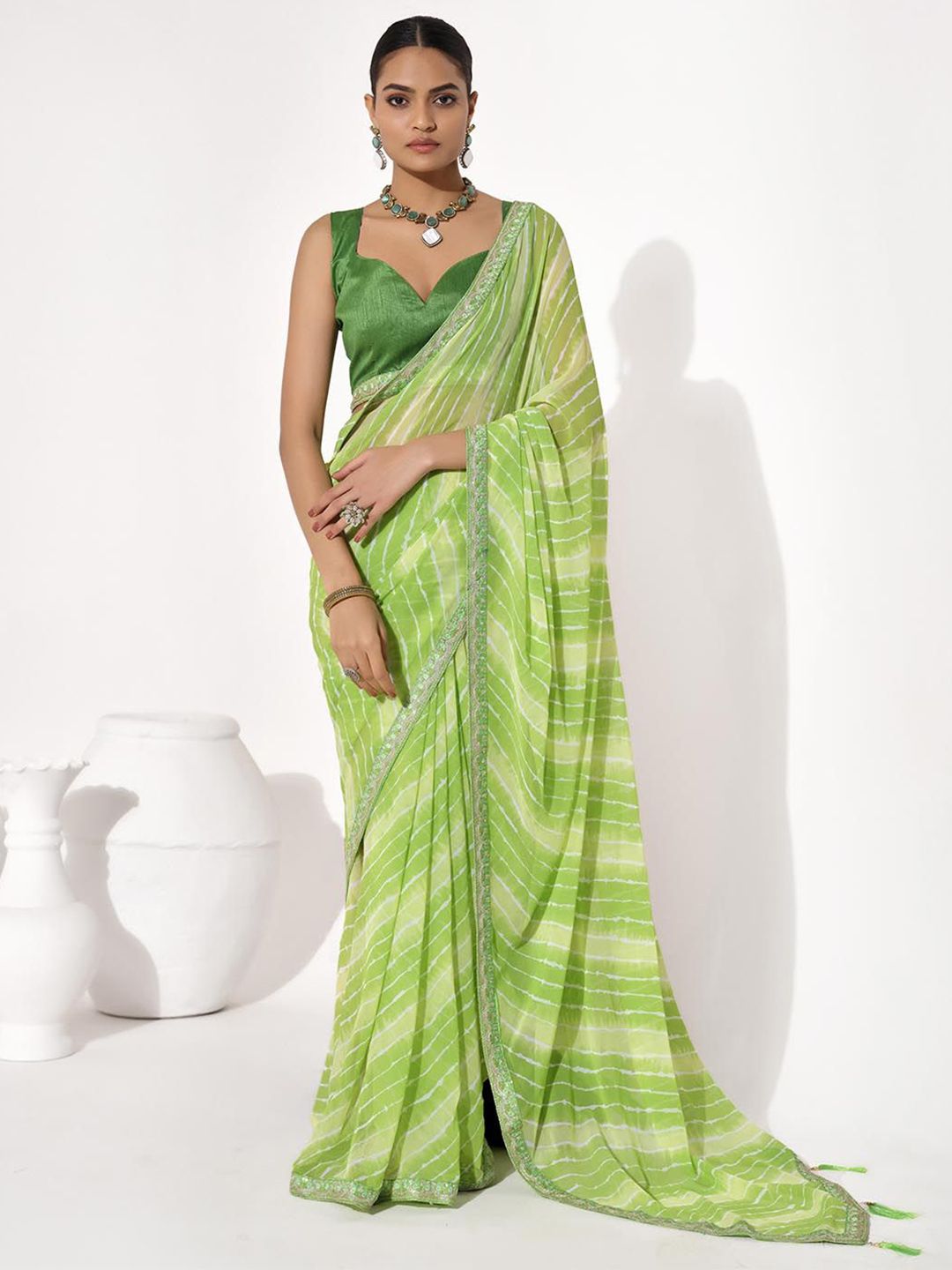 all about you Leheriya Gotta Patti Pure Georgette Designer Leheriya Saree-picture-36