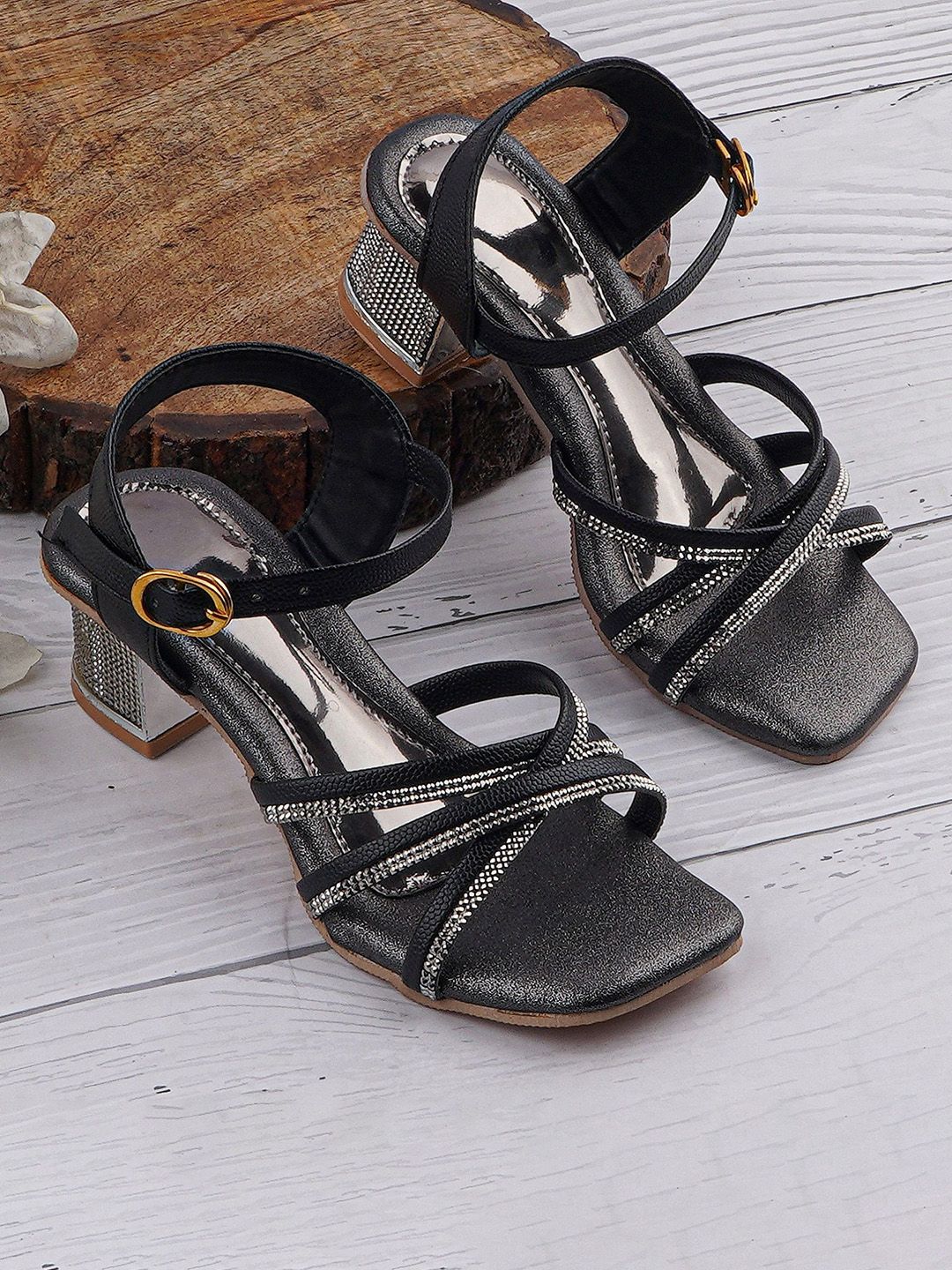 BAESD Girls Embellished Block Sandal