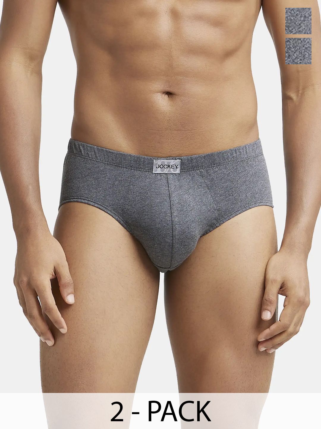 Jockey Pack Of 2 Ultra Soft Concealed Waistband Mid Rise Basic Briefs - 8035-0205-CHAML_XL-image-2