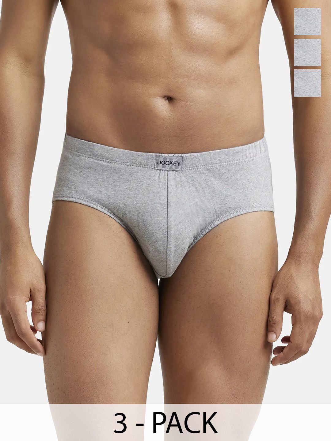 Jockey Pack Of 3 Ultrasoft Concealed Waistband Mid Rise Basic Briefs - 8035-0305-GRYML_XL-picture-44