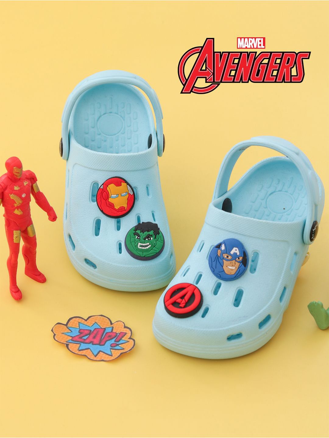 Disney By Yellow Bee Boys Marvel Avenger Clogs with Iron Man & Captain America Charm-picture-30