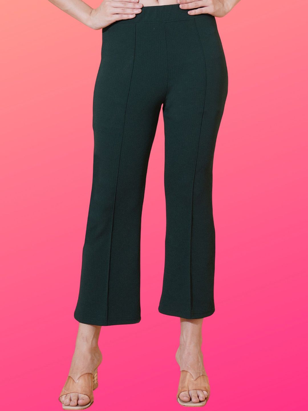 Parona Women Solid Comfort Regular Fit Mid-Rise Flat-Front Trousers-image-22