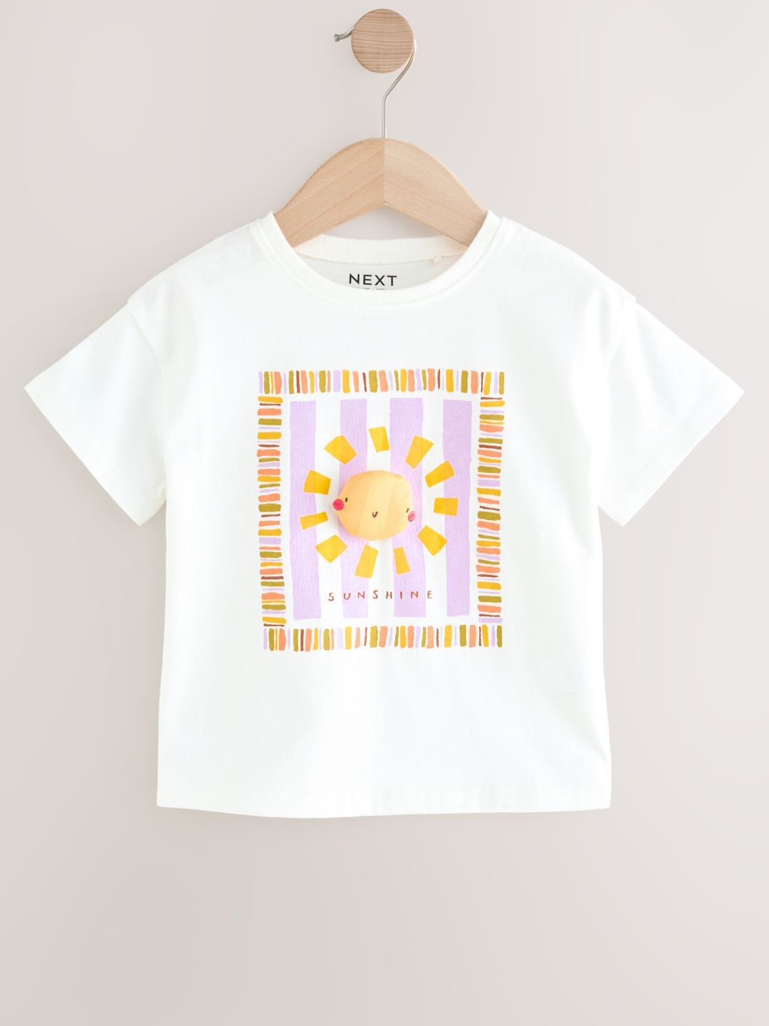 NEXT Girls Printed Drop-Shoulder Sleeves Pure Cotton Applique T-shirt-picture-18