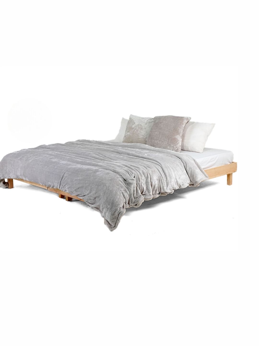 Zarf Grey 3 Pcs Microfiber Heavy Winter Double Bed Quilt With Cushion Covers-image-32