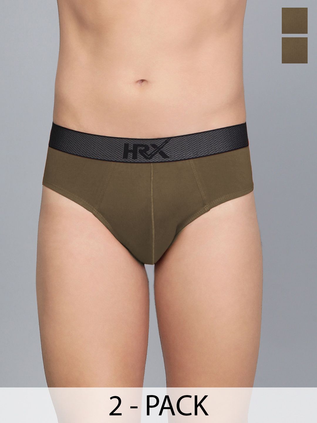 HRX by Hrithik Roshan Pack Of 2 Pure Cotton Basic Briefs HRX_BRF_003_KHKI/BLK/_2PC-KHAKI-picture-25