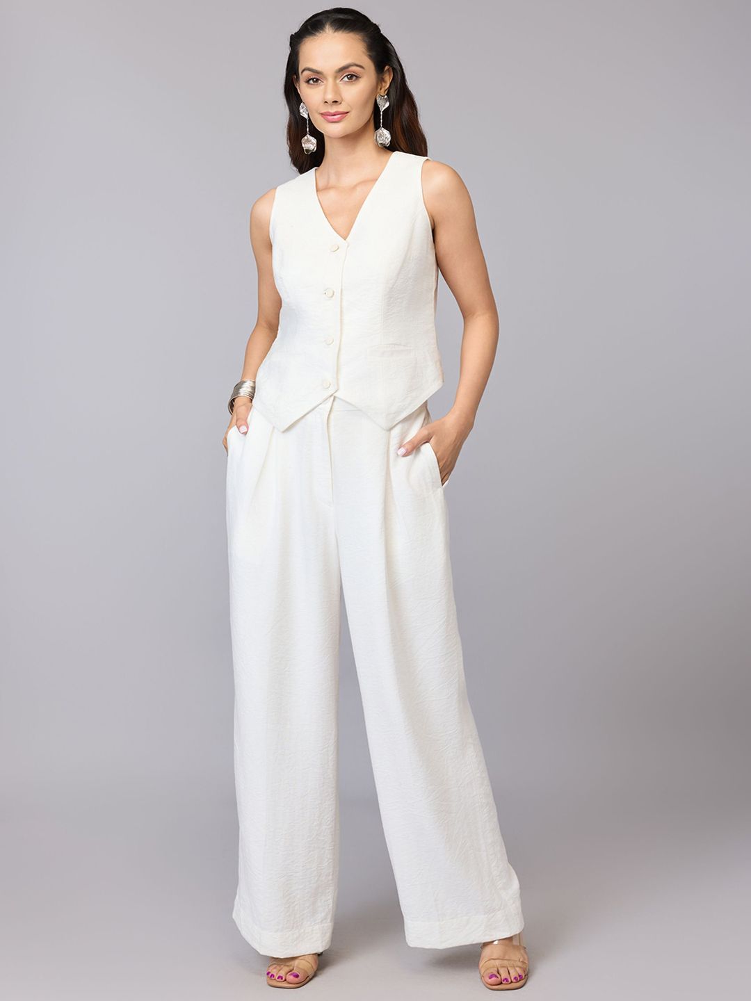 Tamiska By Narendra Kumar V-Neck Top With Trousers Co-Ords-picture-40