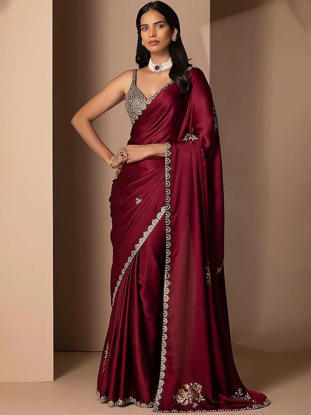 Chhaya Mehrotra Embellished Beads and Stones Organza Saree-image-21