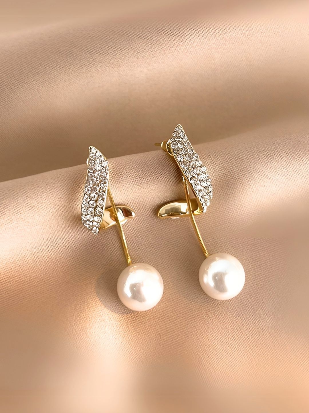 COOLWOOL Korean Gold-Plated Pearls Beaded Contemporary Drop Earrings-picture-41