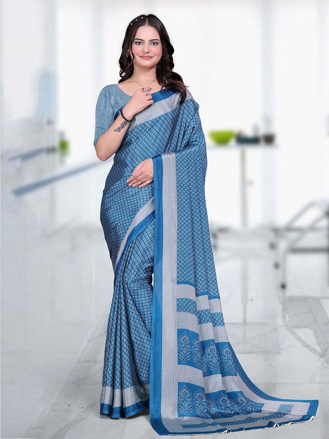 K 5 Fashion Ethnic Motifs Pure Crepe Saree-picture-15