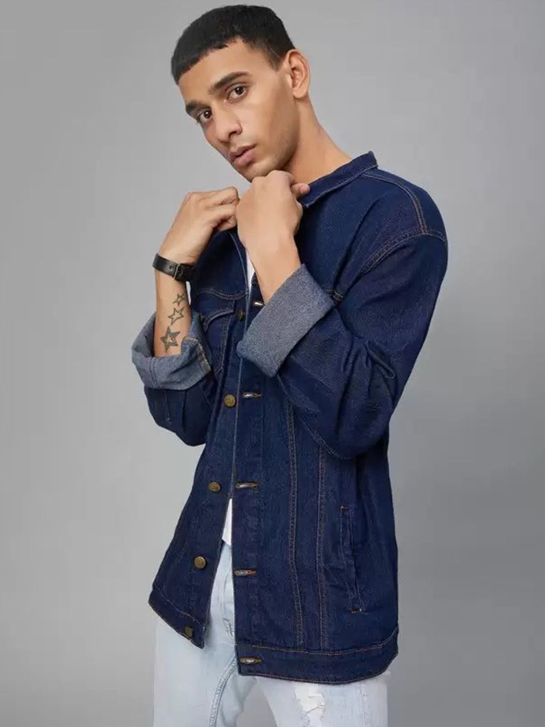SZN Men Solid Denim Jacket-picture-17