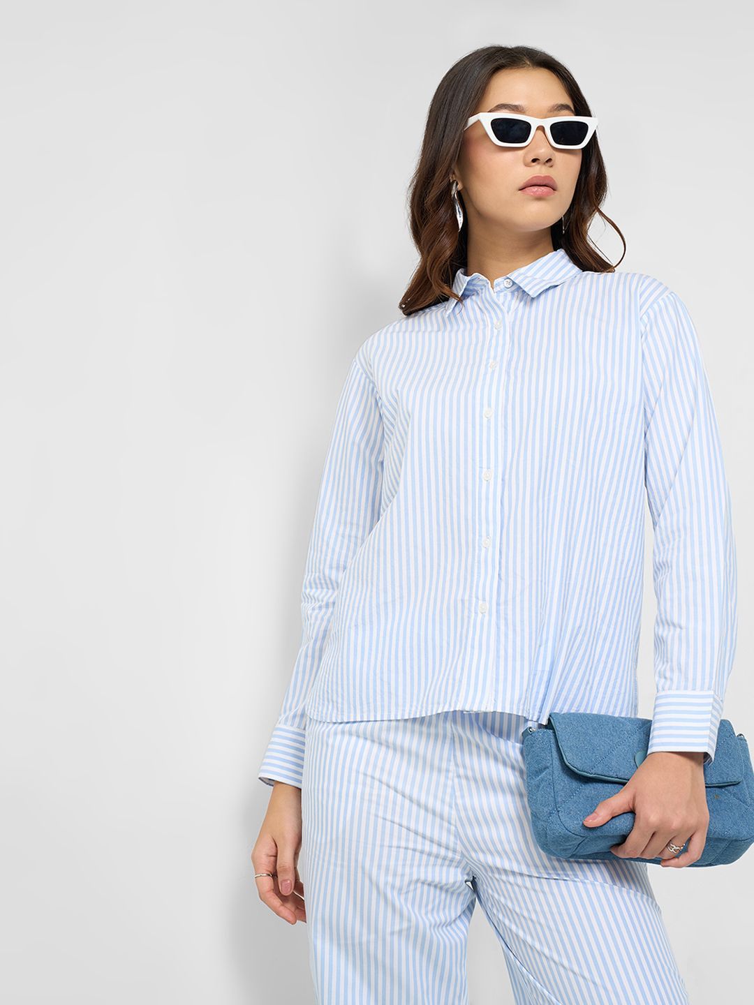 Honey by Pantaloons Women Vertical Stripes Striped Cotton Shirt Style Top-picture-34