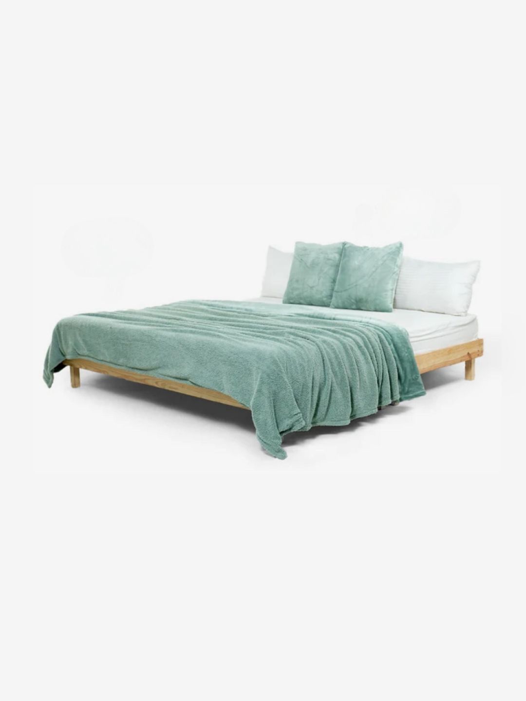 Zarf Green 3 Pcs Microfiber Heavy Winter Double Bed Quilt With Cushion Covers-picture-37