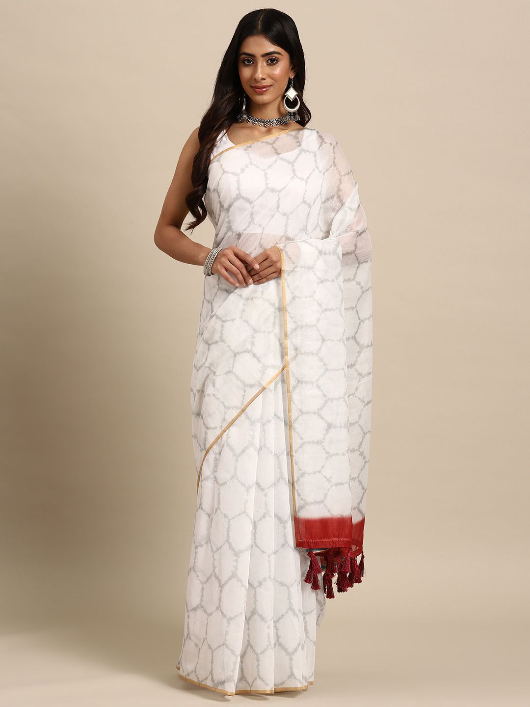 KALINI Geometric Printed Zari Saree-picture-10