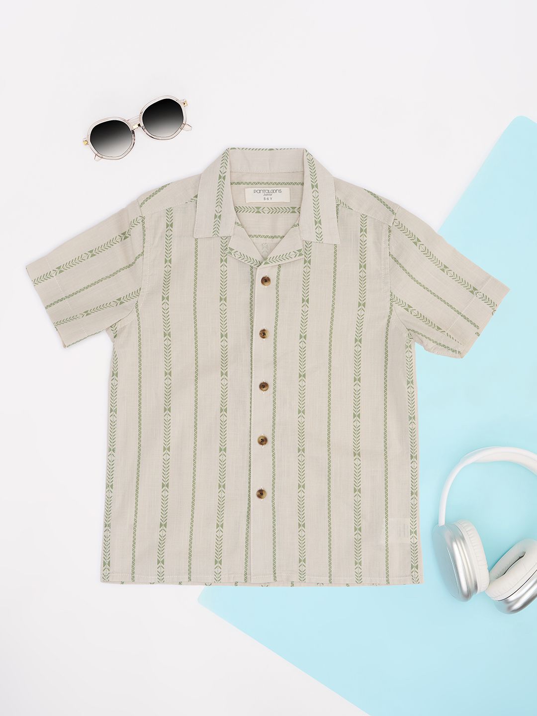 Pantaloons Junior Boys Striped Spread Collar Half Sleeves Casual Shirt-picture-34