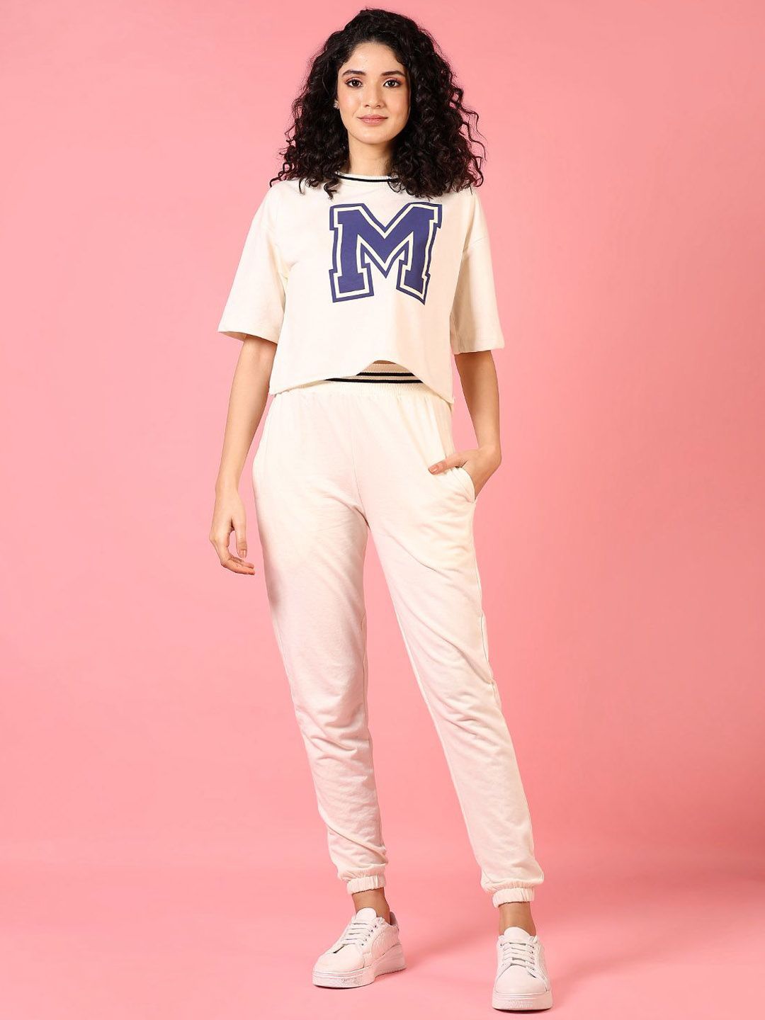 LIMEROAD Round Neck Printed T-Shirt With Trouser Co-Ords-picture-35