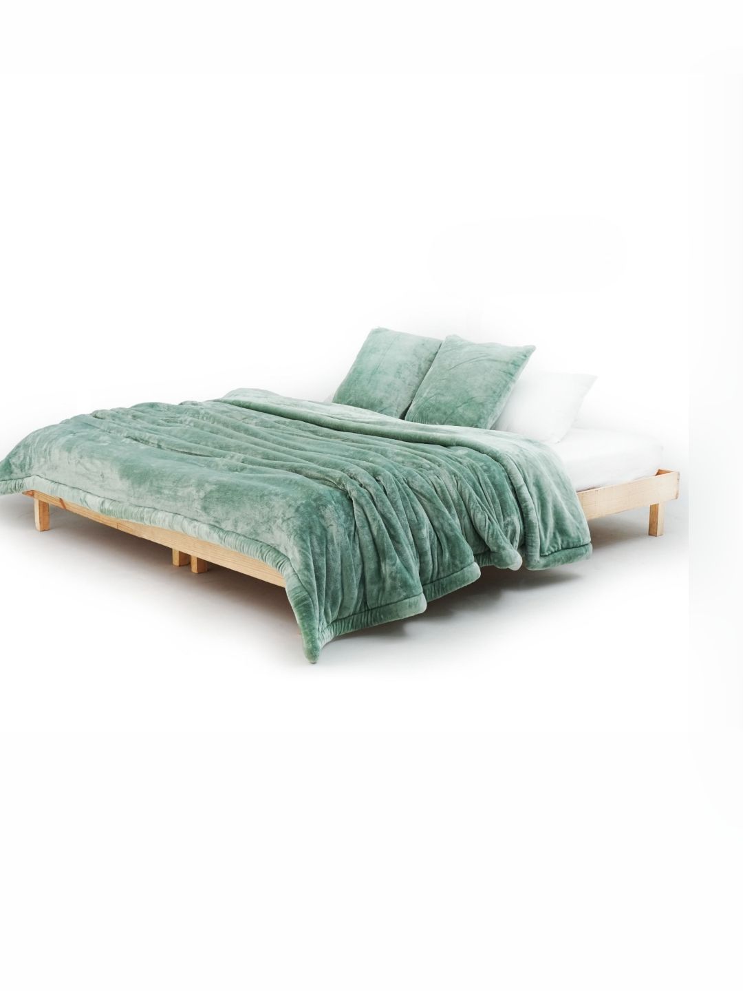 Zarf Sea Green 3 Pcs Microfiber Heavy Winter Double Bed Quilt With Cushion Covers-picture-22