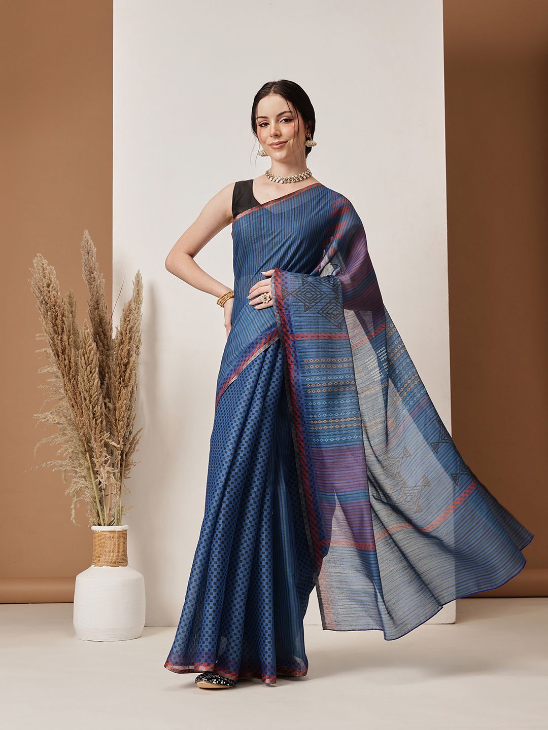 KALINI Striped Printed Zari Saree-picture-31